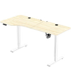 MotionGrey Ergo2 XL Adjustable Left L-Shaped Standing Desk with Memory Settings - 63" x 24" - Light Brown Top - White Frame-Affordable Pricing - This standing desk is competitively priced to provide an accessible solution for everyday workspaces, while maintaining high standards of quality, durability, and modern technology