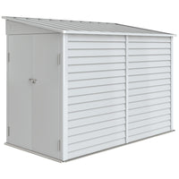 Outsunny 4.6' x 9' Steel Outdoor Storage Shed - White-Works as a garden tool shed, a bike shed, a generator shed, or a spot for the lawn mower
