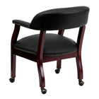 Flash Furniture Top Grain Leather Conference Chair with Accent Nail Trim & Casters - Black-Open Back Design