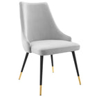 Modway Adorn Tufted Performance Velvet Dining Side Chair - Light Grey-Vintage Modern Accent Dining Chair