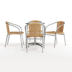 Flash Furniture 23.5'' Round Aluminum Indoor-Outdoor Table with 4 Beige Rattan Chairs (TLH-ALUM-24RD-020BGECHR4-GG)-Assembly Required