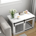 PawHut 39" Dog Crate End Side Table - White-Its seamless bottom plate prevents your dog's feet from getting stuck 