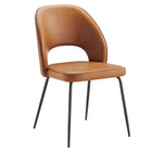 Modway Nico Vegan Leather Dining Chair - Black/Tan - 2 Pack-Sturdy Black Metal Frame