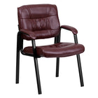 Flash Furniture Leather Executive Side Reception Chair with Black Metal Frame - Burgundy-Contemporary Style
