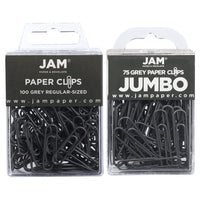 JAM Paper Combo Pack Colourful Paper Clips - Standard & Jumbo - Grey - 100 Pack & 75 Pack -Colour: Grey