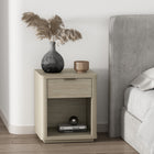 Manhattan Comfort Evelyn 20" Modern 1-Drawer Nightstand - Natural-Includes 1 Open Shelf and 1 Full Extension Drawer