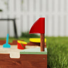 Qaba Kids Wooden Sandbox, Castle-Themed Outdoor Sand Pit with Flags - Wooden Brown-Crafted from fir wood for a naturally appealing look 
