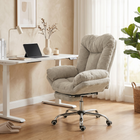 HOMCOM Criss Cross Office Chair with Footrest and Wide Seat - Light Grey-Snow flannel upholstery offers a soft touch and breathable comfort