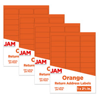 JAM Paper Mailing Address Labels - 1 x 2 5/8 - Orange - 4 sets of 120-3.2 ounce