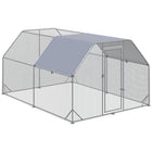 PawHut Metal Walk-In Chicken Coop with Roof for 10-12 Chickens - 12.5' L x 9.2' W x 6.4' H - Silver-Shady roof keeps pets cool, dry, comfortable, and protected from the rain and UV rays 