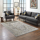 Modway Elqenna Ornate Vintage Floral Turkish Area Rug - 5 ft W x 8 ft L - Blue/Cream-Protect Floors From Traffic/Furniture