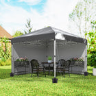 Outsunny 10 ft W x 10 ft L Pop Up Canopy Tent with Removable Sidewalls Carry Bag - Dark Grey-This canopy tent adjusts to 3 heights with push-button ease