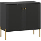 HOMCOM Modern 31.5" L Sideboard Buffet Cabinet with Fluted Doors - Black-Features fluted doors and gold accents, instantly elevating your room's style