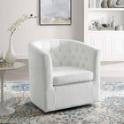 Modway Prospect Tufted Performance Velvet Swivel Armchair - White-Rotating Swivel Base