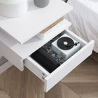 HOMCOM Floating Nightstand with Drawer and Open Shelf - White - Set of 2-Assembly required