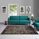 Modway Minu Distressed Floral Lattice Area Rug - 4 ft W x 6 ft L - Black Yellow/Orange-Protect Floors From Traffic/Furniture