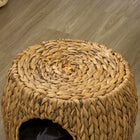 PawHut Elevated Wicker Cat Bed with Washable Cushion - Light Brown-Lightweight construction allows easy relocation to your cat's favorite spots 