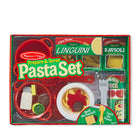 Melissa & Doug Prepare & Serve Pasta Play Food Set-Use durable cooking pot with lid and colander on printed cooktop and sink insert