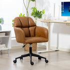 HOMCOM Swivel Office Chair with Adjustable Height - Brown-Height adjustable from 18.5" to 21.7" (47-55 cm) to suit your seating style