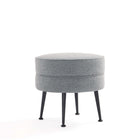 Manhattan Comfort Bailey 18.11" Mid-Century Modern Polyester Blend Upholstered Ottoman - Grey with Black Legs-Mid-Century Modern Ottoman Perfect for Living Room Use