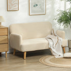 HOMCOM 2 Seater Sofa Couch with Thick Padding and Wood Legs - Cream White-Solid rubberwood legs support up to 528 lb (240 kg)