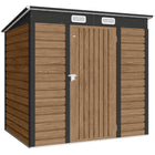Outsunny 6' x 4' Outdoor Storage Shed -  Teak-Seven support columns with crossbeams and foundation kit for enhanced stability
