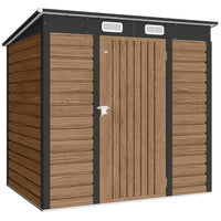 Outsunny 6' x 4' Outdoor Storage Shed -  Teak-Seven support columns with crossbeams and foundation kit for enhanced stability
