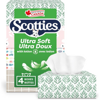 Scotties Ultra Soft 3-Ply Facial Tissue with Aloe & Vitamin E - 4 Pack-Luxurious 3-Ply Tissues: Designed for softness and absorbency, these tissues are perfect for those who value comfort