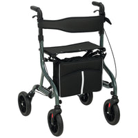 HOMCOM Foldable Rollator Walker with Seat - Green-Five-level height adjustment caters to users 63" to 74.8" (160-190cm) tall and is easy adjust with button 