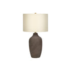 Monarch Specialties 27" H Contemporary Table Lamp - Grey Ceramic / Beige Shade-Designed in a vase-like shape, this textured grey ceramic table lamp topped with a beige linen drum shade and finished with a gold finial on top, will bring fashionable, sophisticated style to any contemporary living room, bedroom, or office space