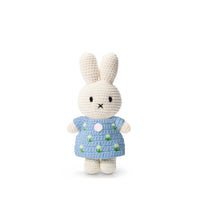 Just Dutch Miffy Handmade Bunny Plush Toy - Blue Tulip Dress-Hand-crocheted Miffy character plush toy featuring a charming blue dress with a tulip flower pattern