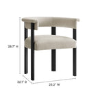 Modway Imogen Fabric Upholstered Barrel Dining Chairs - Heathered Weave Ivory/Black - 2 Pack-Plywood Frame
