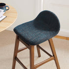 Modway Juno Wood Bar Stool - Navy Fabric - Set of 2-Splayed Legs