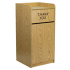 Flash Furniture Wood Tray Top Receptacle - Oak-Large capacity trash can for high traffic areas