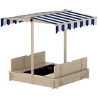 Outsunny Covered Kids Square Sandbox with Lid & Adjustable Canopy - 41.7" x 41.7" - Natural-Eliminate glare, heat, and sunburns, letting play last longer with a adjustable canopy 