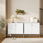 HOMCOM Modern 31.5" L Sideboard Buffet Cabinet with Fluted Doors - White-High 6.9" (17.5 cm) legs allow for easy robot vacuum cleaning underneath
