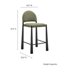 Modway Hayley Upholstered Fabric Counter Stool - Black Leaf-Arched Half-Moon Backrest