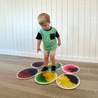 Kore Design Liquid Floor Tiles - Assorted Colors - Disc - 12" - Set of 9-Sturdy and slip-resistant: Our impact-resistant liquid floor tiles are designed to be stronger and more resilient than typical activity floor mats, ensuring enhanced safety for babies and toddlers while also supporting the weight of full-grown adults