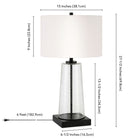 Hudson&Canal Dax 27.5" Tall Table Lamp with Fabric Shade - Seeded Glass/Blackened Bronze/White-Includes a 6 ft. cord with rotary socket switch