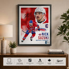 Frameworth Nick Suzuki Canadiens Portrait Collage - Framed Print - 16" W x 20" L-Ideal display piece for a home office, game room, sports lounge, or any Montreal Canadiens hockey decor setting