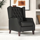 HOMCOM Faux Leather Accent Chair with Wood Legs - Thick Padding for Living Room - Black-Seat Size: 19.7" W x 20.9" D x 17.3" H (50 x 53 x 44 cm) 
