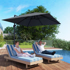 Outsunny 8' UPF50+ Cantilever Patio Umbrella with 360° Rotation, Cross Base, Crank and Tilt - Dark Grey-Powder-coated aluminum pole and steel ribs make this offset umbrella solid and rust-resistant  