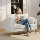 HOMCOM 55" Loveseat Sofa with Pillows - Cream White-High-density foam, S-springs, and elastic bands provide long-lasting comfort and firm support