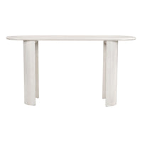Zuo Risan Console Table - Whitewashed-Bleached Mango Wood oval shape tabletop