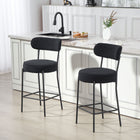 HOMCOM 27" Counter Height Bar Stools - Black - 2 Pack-Curved backrest and wide, thick seat offer all-around comfort and support
