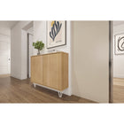 Nexera Slim 2-Door Storage Accent Cabinet - Floating And Wall Mount Bar - Golden Maple-Easy and quick to assemble, this piece of furniture from the Slim collection requires to be mounted on the wall