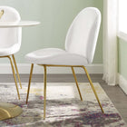 Modway Scoop Gold Stainless Steel Leg Performance Velvet Dining Chair - White-Stain Resistant Fabric