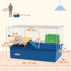 PawHut 28" L Small Pet Cage - Blue-Deep base to contain litter and other debris 