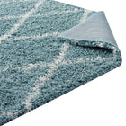 Modway Toryn Diamond Lattice Shag Area Rug - 5 ft W x 8 ft L - Aqua Blue/Ivory-7