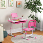 Qaba Kids Height Adjustable Writing Desk and Chair Set - Pink-Your kids can also adjust the angle of the tabletop up to 45° 